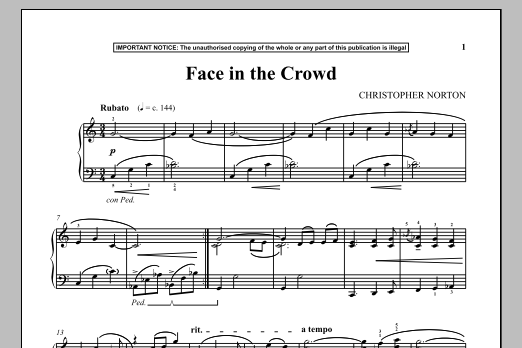 Download Christopher Norton Face In The Crowd Sheet Music and learn how to play Instrumental Solo PDF digital score in minutes