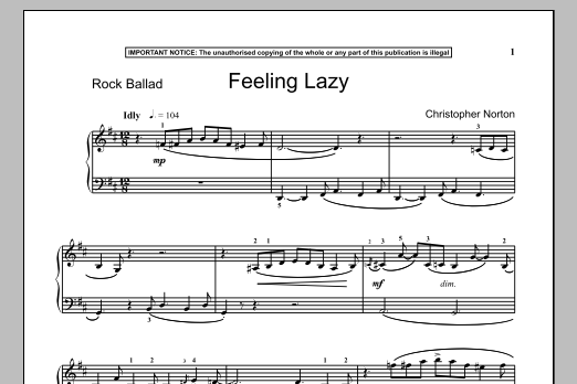 Download Christopher Norton Feeling Lazy Sheet Music and learn how to play Piano PDF digital score in minutes