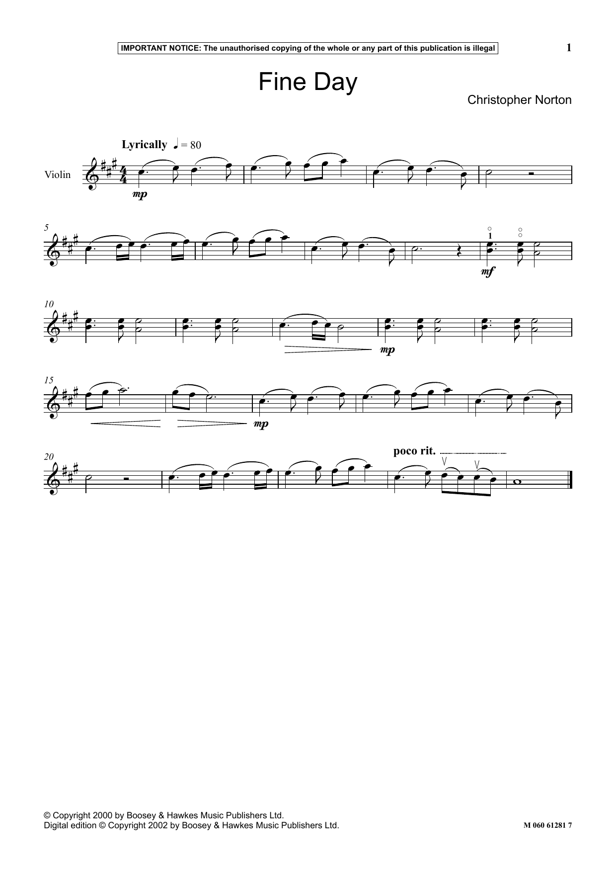 Download Christopher Norton Fine Day Sheet Music and learn how to play Instrumental Solo PDF digital score in minutes