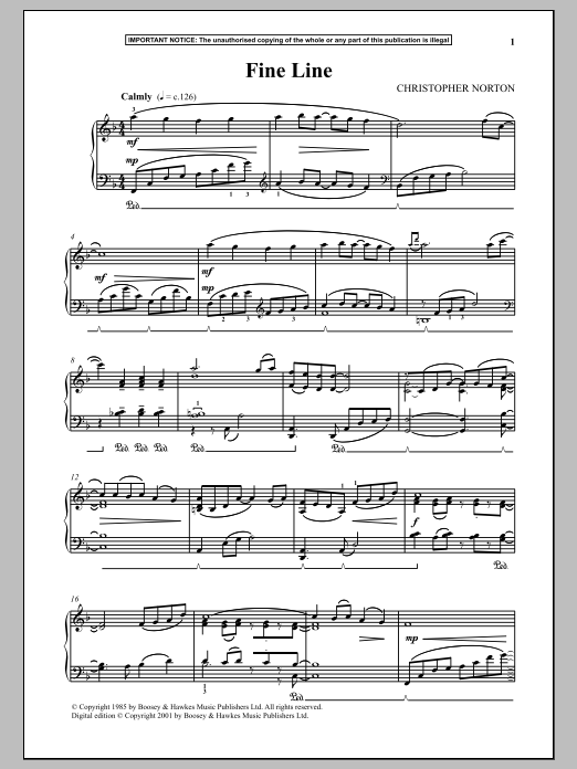 Download Christopher Norton Fine Line Sheet Music and learn how to play Piano PDF digital score in minutes