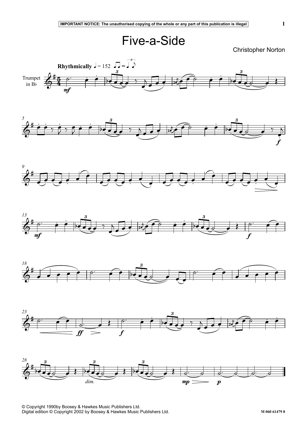 Download Christopher Norton Five-A-Side Sheet Music and learn how to play Instrumental Solo PDF digital score in minutes
