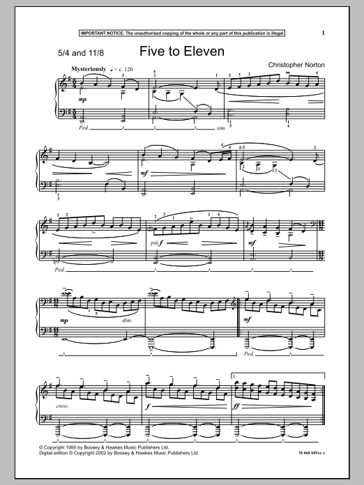 Download Christopher Norton Five To Eleven Sheet Music and learn how to play Piano PDF digital score in minutes