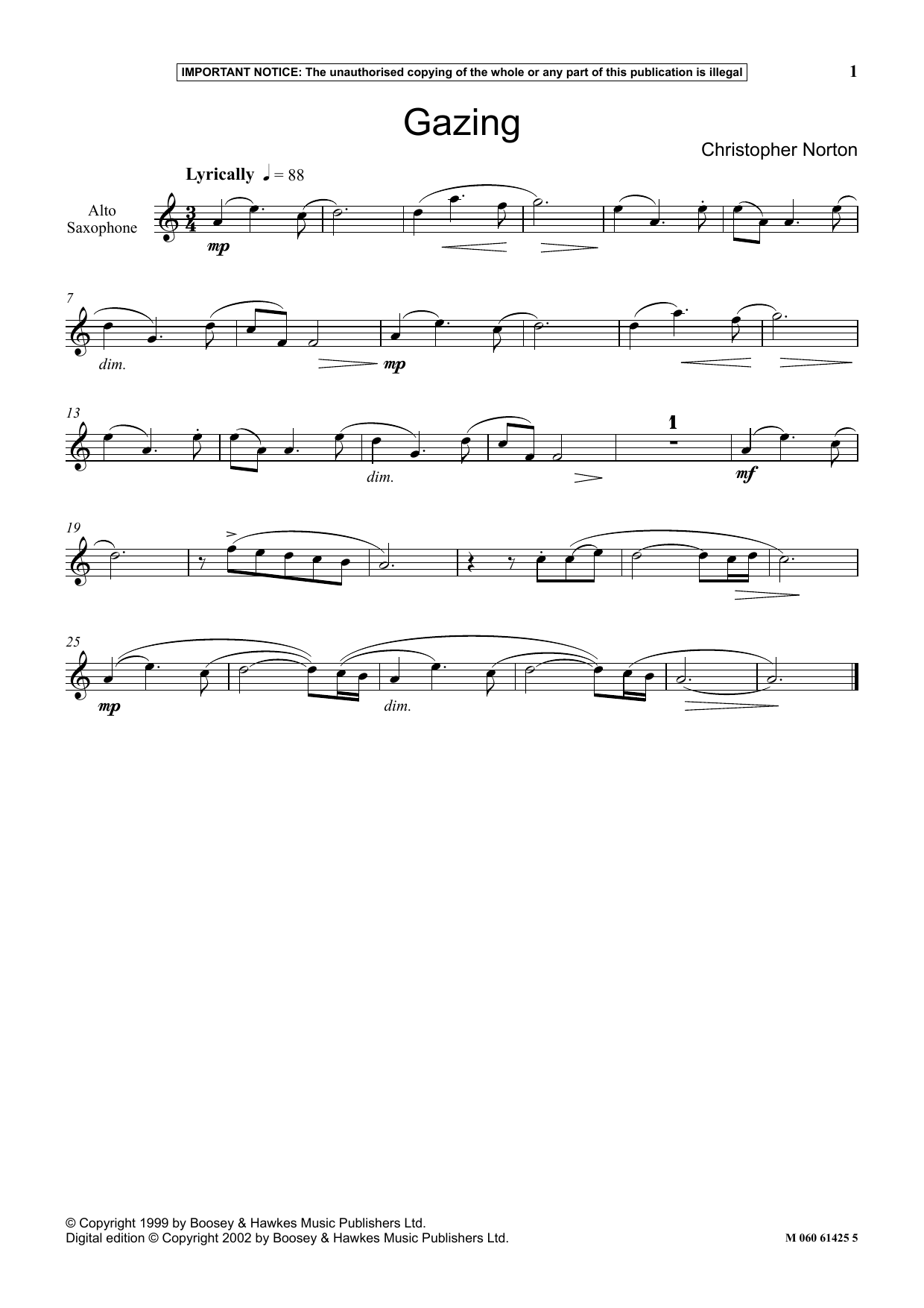 Download Christopher Norton Gazing Sheet Music and learn how to play Instrumental Solo PDF digital score in minutes