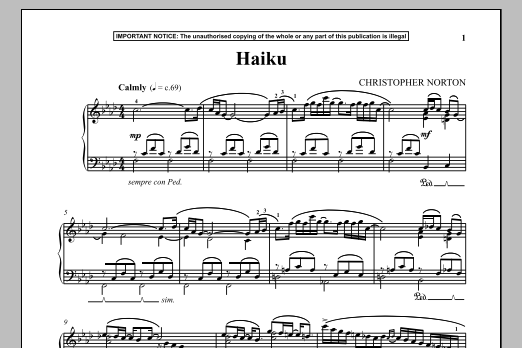 Download Christopher Norton Haiku Sheet Music and learn how to play Piano PDF digital score in minutes