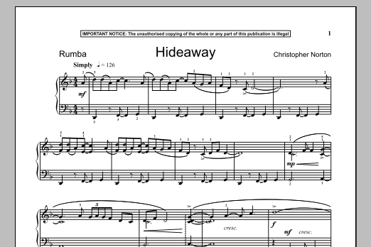 Download Christopher Norton Hideaway Sheet Music and learn how to play Piano PDF digital score in minutes