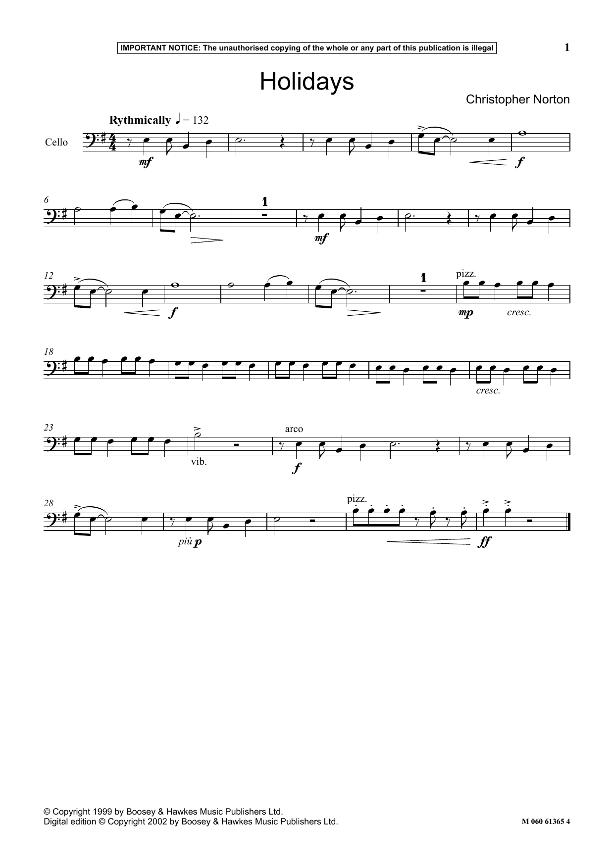 Download Christopher Norton Holidays Sheet Music and learn how to play Instrumental Solo PDF digital score in minutes