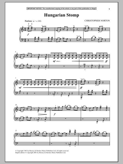 Download Christopher Norton Hungarian Stomp Sheet Music and learn how to play Piano PDF digital score in minutes