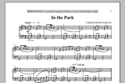 Download Christopher Norton In The Park Sheet Music and learn how to play Piano PDF digital score in minutes