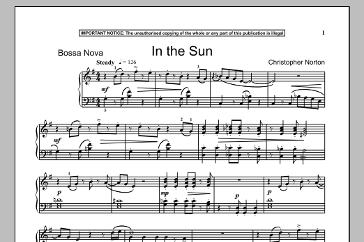 Download Christopher Norton In The Sun Sheet Music and learn how to play Piano PDF digital score in minutes