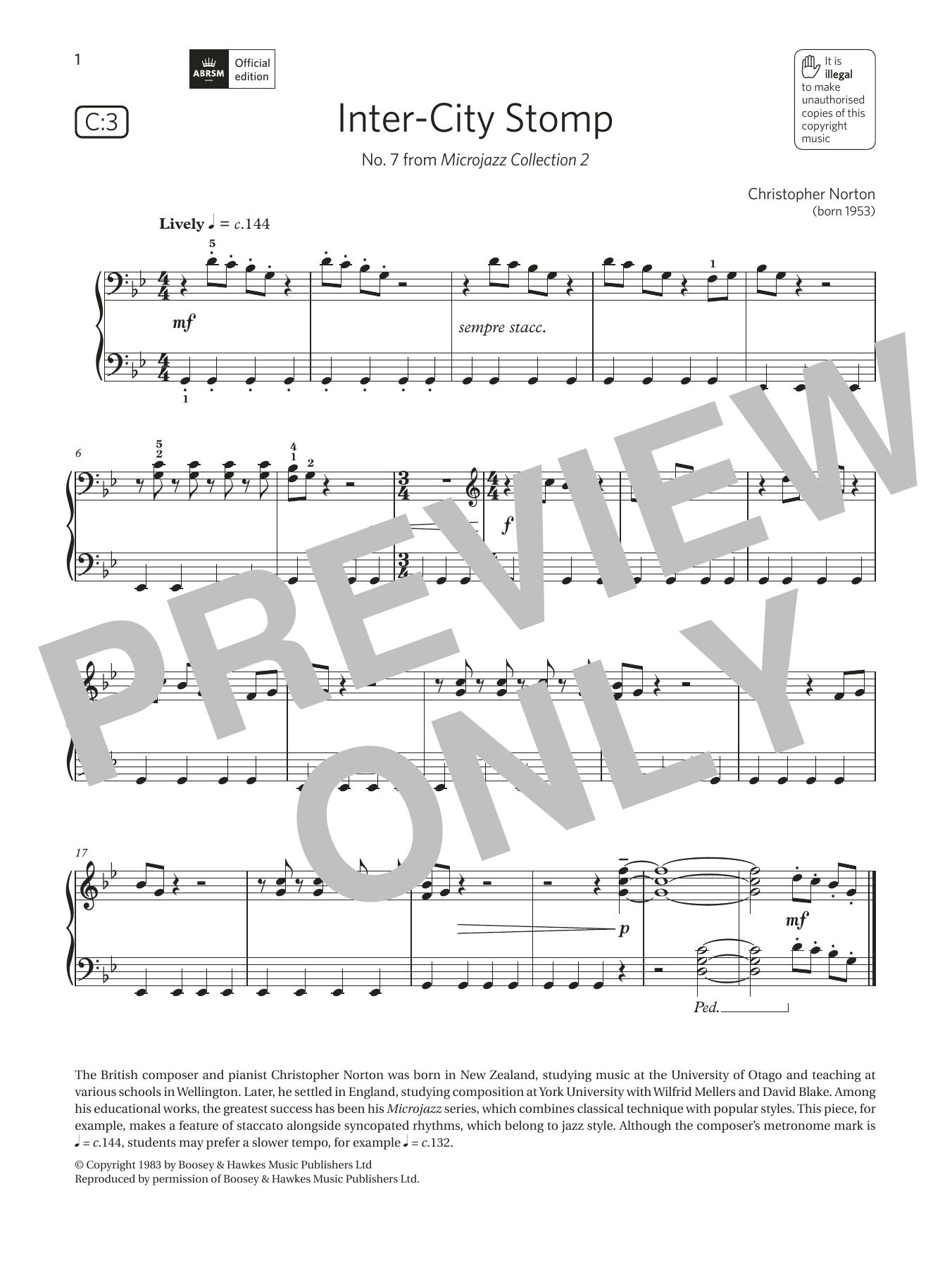 Download Christopher Norton Inter-City Stomp (Grade 2, list C3, from the ABRSM Piano Syllabus 2021 & 2022) Sheet Music and learn how to play Piano Solo PDF digital score in minutes