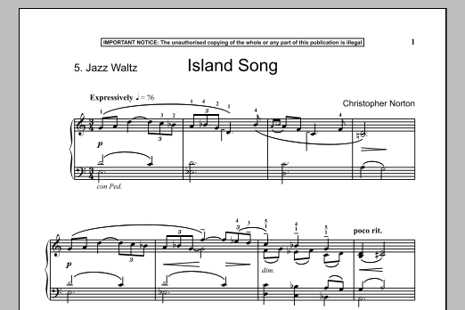 Download Christopher Norton Island Song Sheet Music and learn how to play Piano PDF digital score in minutes