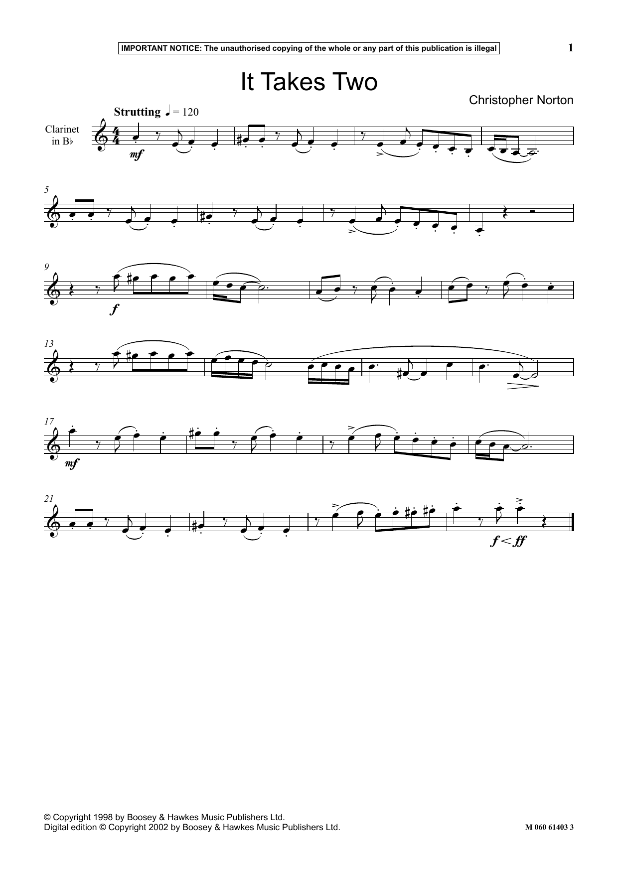 Download Christopher Norton It Takes Two Sheet Music and learn how to play Instrumental Solo PDF digital score in minutes