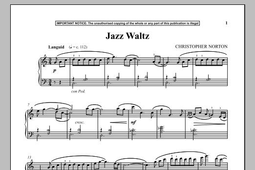 Download Christopher Norton Jazz Waltz Sheet Music and learn how to play Piano PDF digital score in minutes