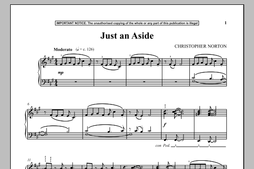 Download Christopher Norton Just An Aside Sheet Music and learn how to play Piano PDF digital score in minutes