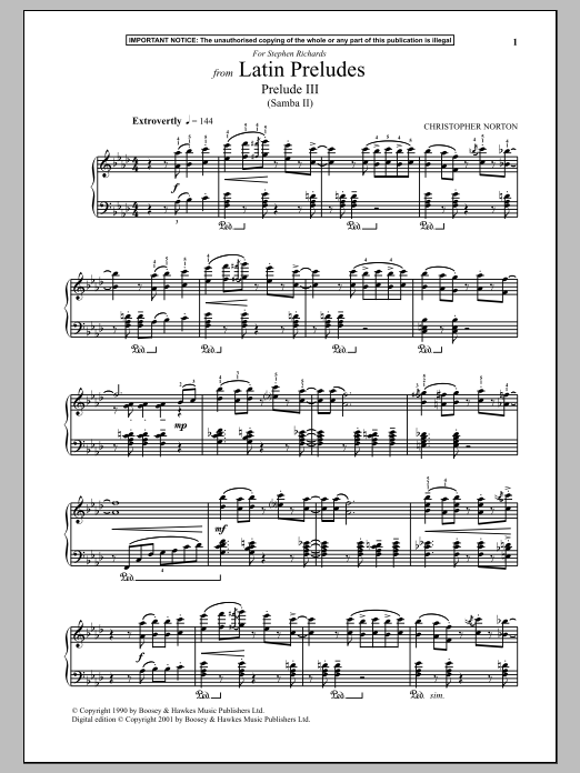 Download Christopher Norton Latin Preludes, Prelude III (Samba II) Sheet Music and learn how to play Piano PDF digital score in minutes
