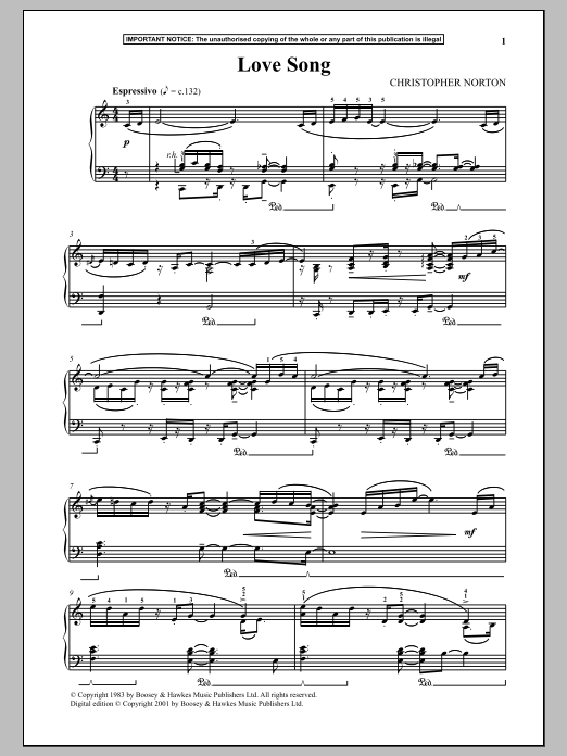Download Christopher Norton Love Song Sheet Music and learn how to play Piano PDF digital score in minutes
