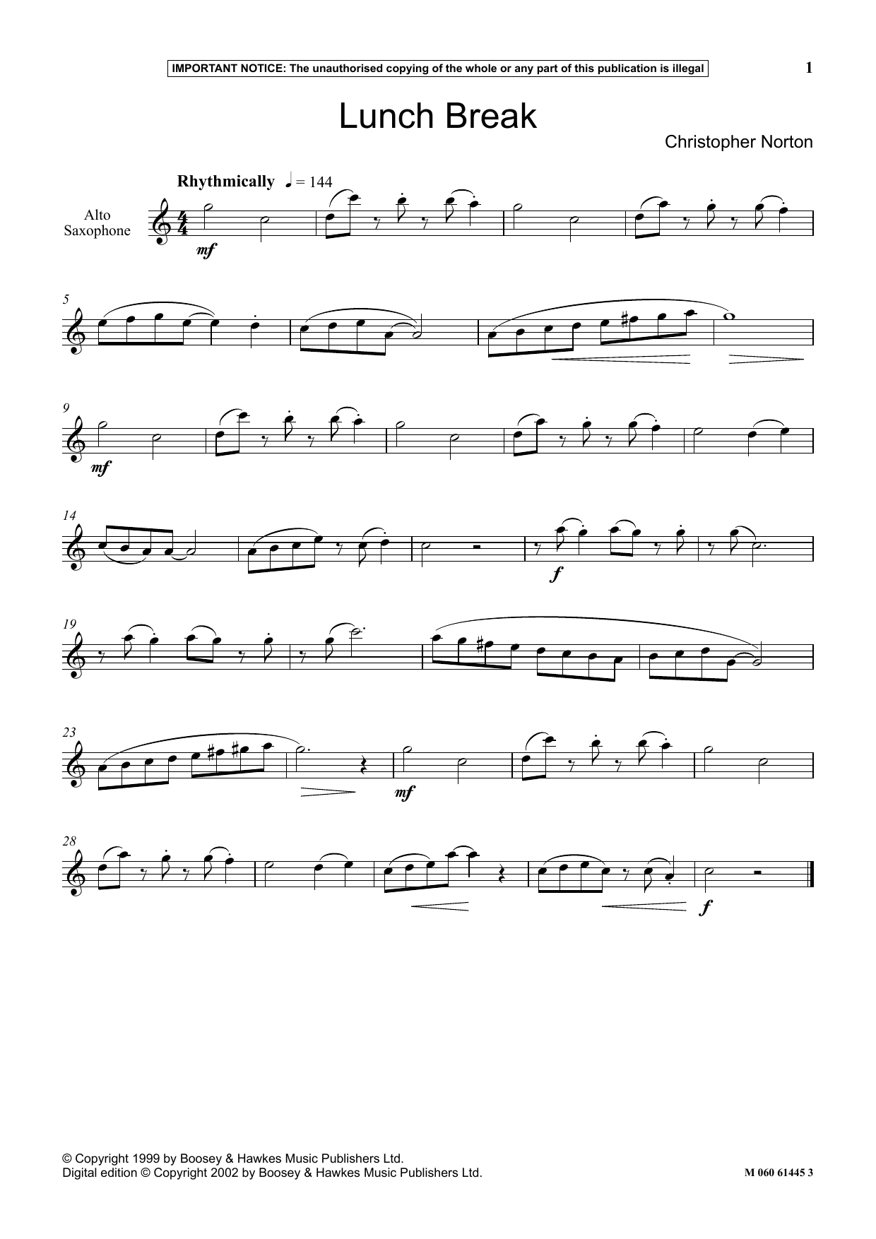 Download Christopher Norton Lunch Break Sheet Music and learn how to play Instrumental Solo PDF digital score in minutes