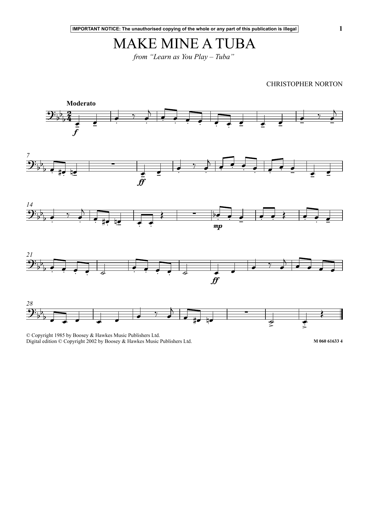 Download Christopher Norton Make Mine A Tuba (from Learn As You Play Tuba) Sheet Music and learn how to play Instrumental Solo PDF digital score in minutes