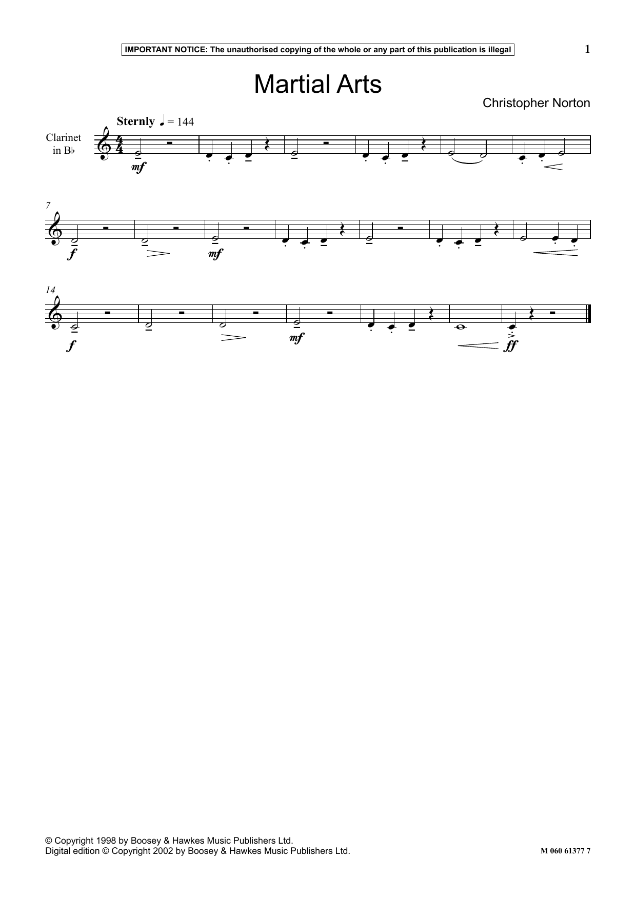 Download Christopher Norton Martial Arts Sheet Music and learn how to play Instrumental Solo PDF digital score in minutes
