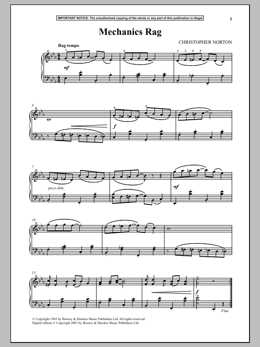 Download Christopher Norton Mechanics Rag Sheet Music and learn how to play Piano PDF digital score in minutes