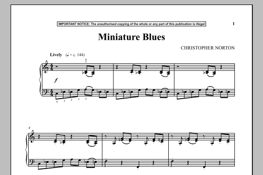 Download Christopher Norton Miniature Blues Sheet Music and learn how to play Piano PDF digital score in minutes