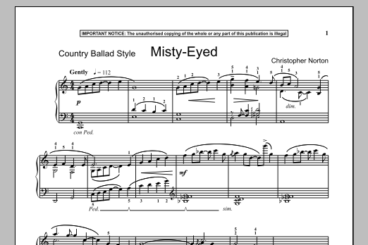 Download Christopher Norton Misty Eyed Sheet Music and learn how to play Piano PDF digital score in minutes