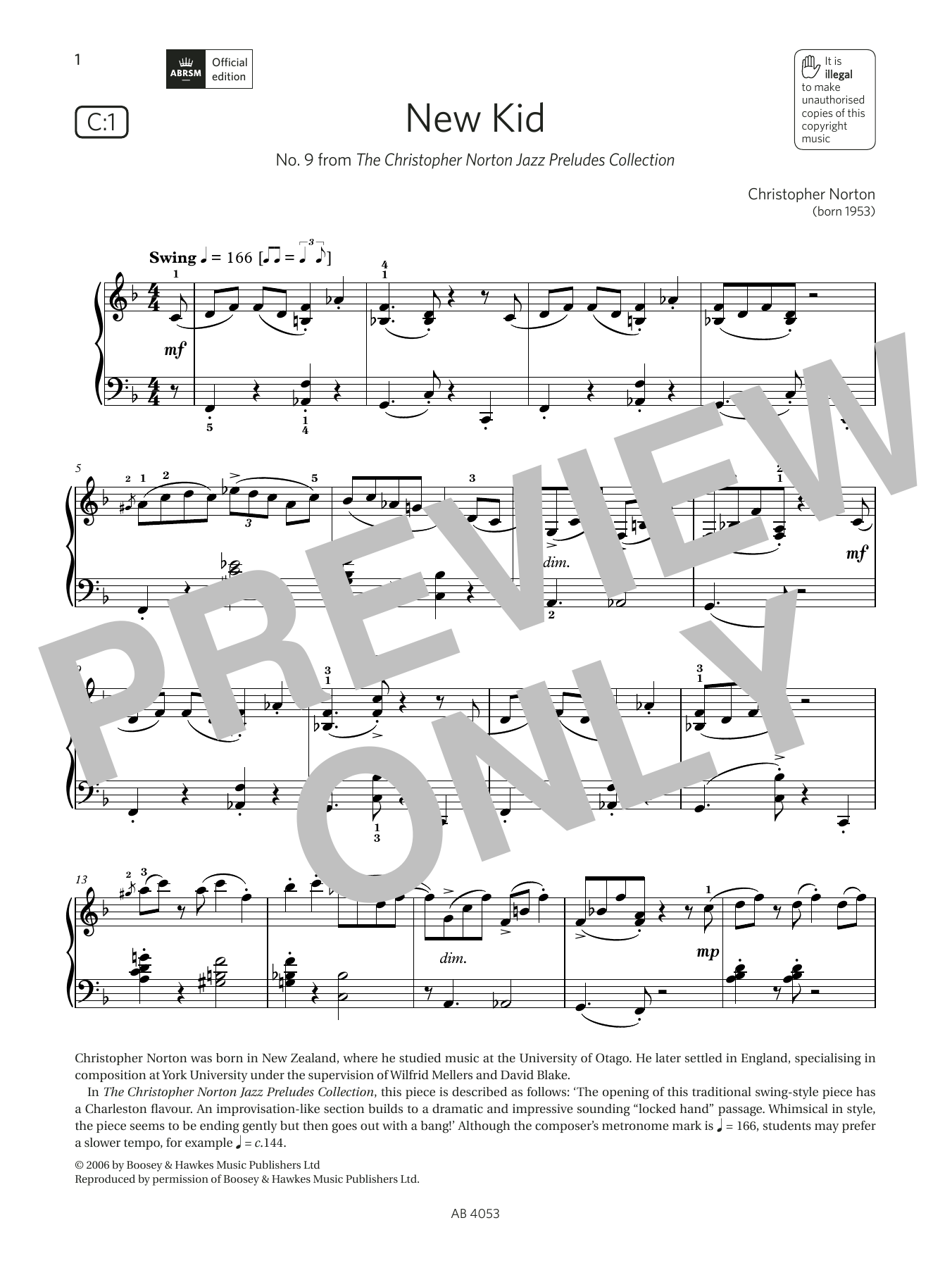 Download Christopher Norton New Kid (Grade 7, list C1, from the ABRSM Piano Syllabus 2023 & 2024) Sheet Music and learn how to play Piano Solo PDF digital score in minutes