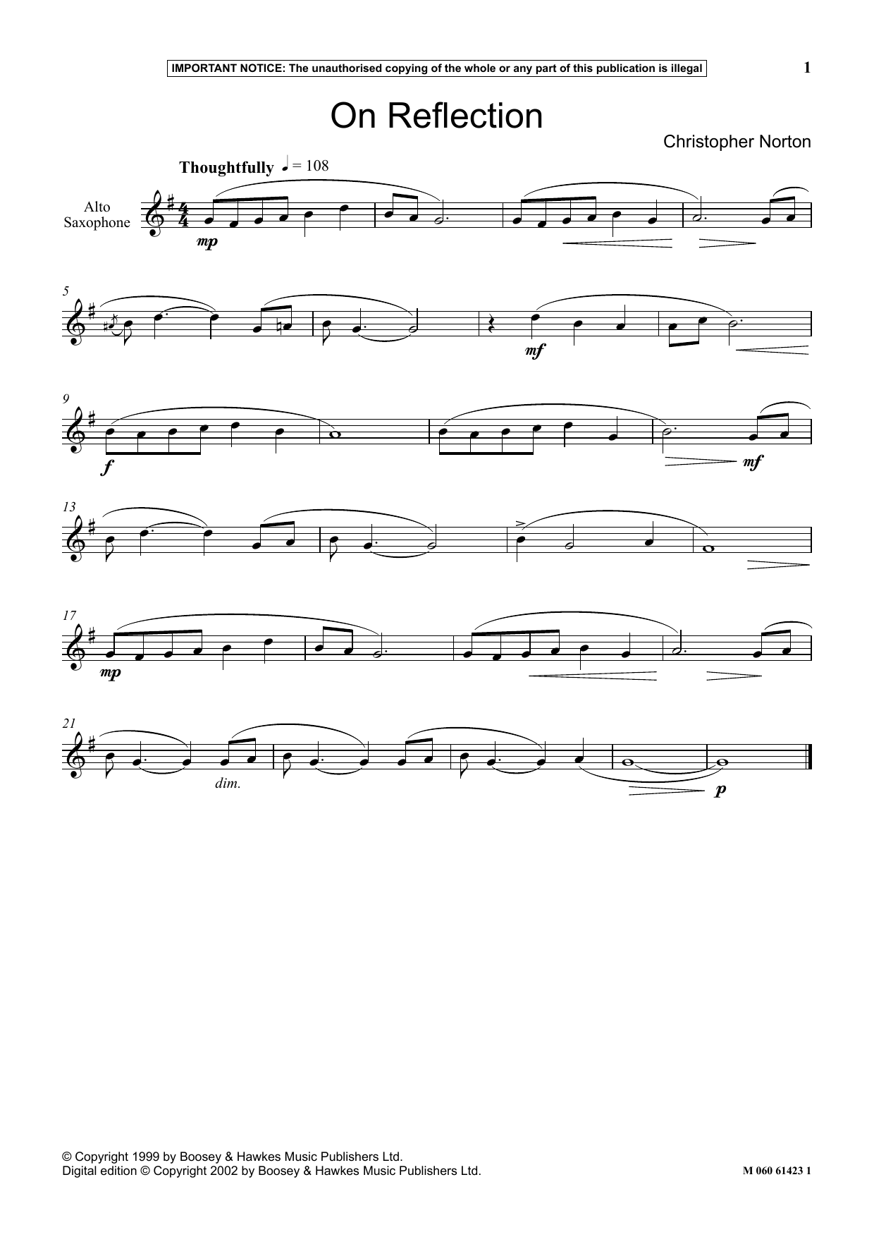 Download Christopher Norton On Reflection Sheet Music and learn how to play Instrumental Solo PDF digital score in minutes