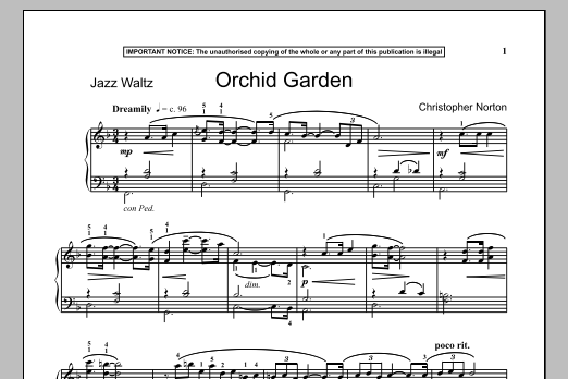 Download Christopher Norton Orchid Garden Sheet Music and learn how to play Piano PDF digital score in minutes