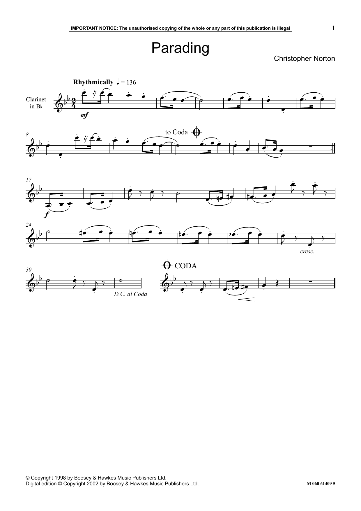 Download Christopher Norton Parading Sheet Music and learn how to play Instrumental Solo PDF digital score in minutes