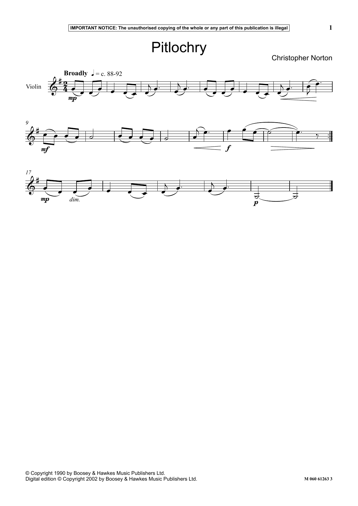 Download Christopher Norton Pitlochry Sheet Music and learn how to play Instrumental Solo PDF digital score in minutes