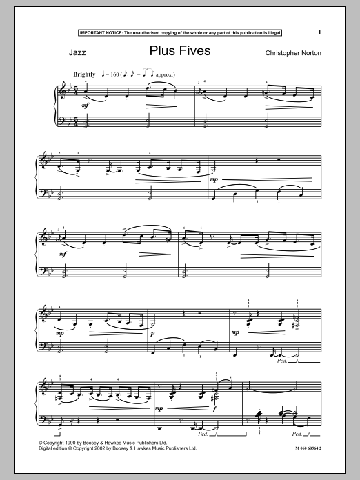 Download Christopher Norton Plus Fives Sheet Music and learn how to play Piano PDF digital score in minutes