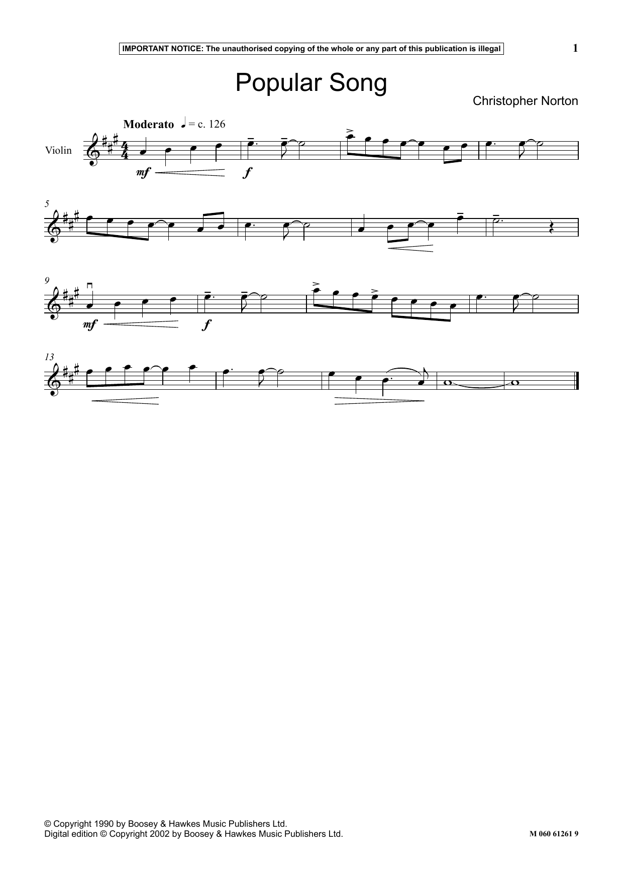 Download Christopher Norton Popular Song Sheet Music and learn how to play Instrumental Solo PDF digital score in minutes