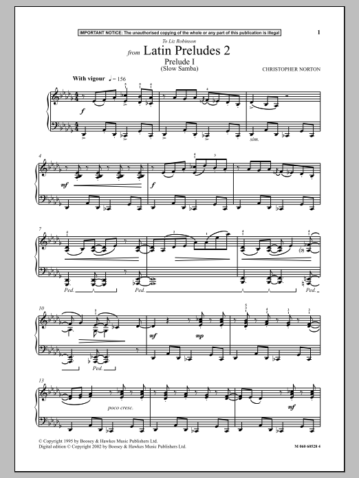 Download Christopher Norton Prelude I (Slow Samba) (from Latin Preludes 2) Sheet Music and learn how to play Piano PDF digital score in minutes