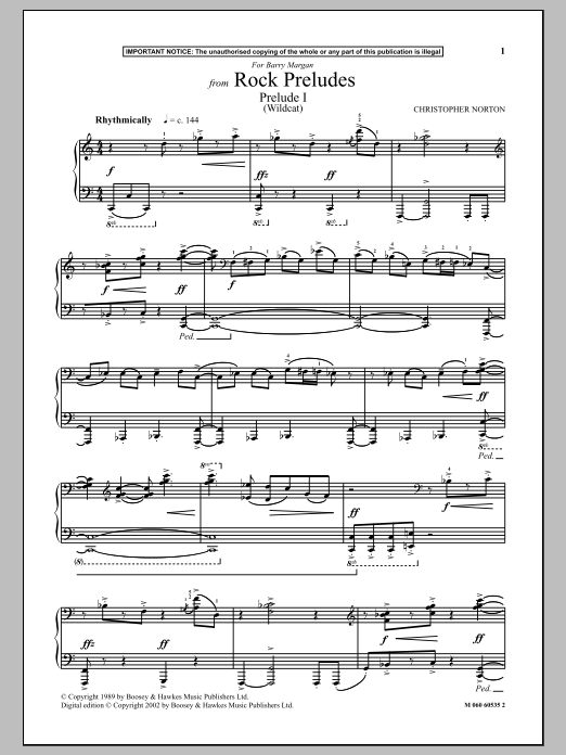 Download Christopher Norton Prelude I (Wildcat) (from Rock Preludes) Sheet Music and learn how to play Piano PDF digital score in minutes