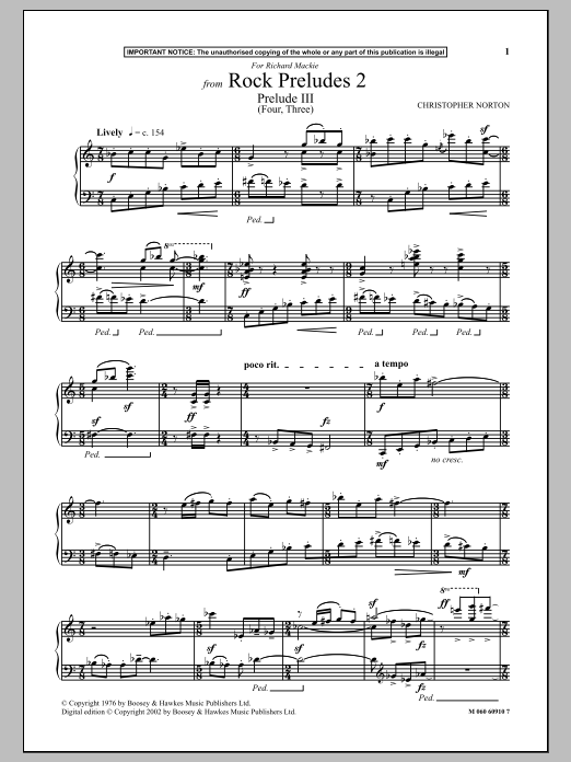 Download Christopher Norton Prelude III (Four, Three) (from Rock Preludes 2) Sheet Music and learn how to play Piano PDF digital score in minutes