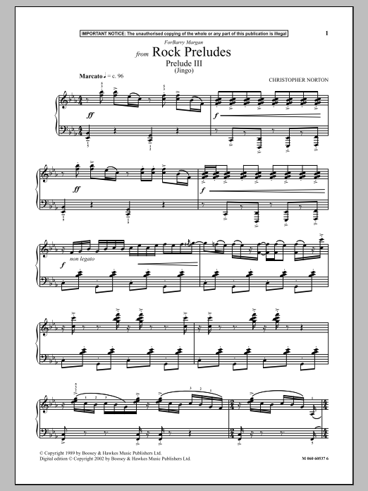 Download Christopher Norton Prelude III (Jingo) (from Rock Preludes) Sheet Music and learn how to play Piano PDF digital score in minutes