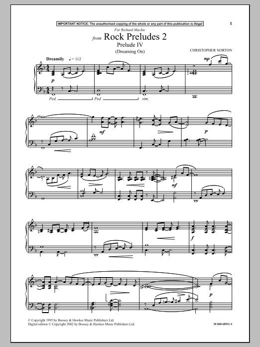 Download Christopher Norton Prelude IV (Dreaming On) (from Rock Preludes 2) Sheet Music and learn how to play Piano PDF digital score in minutes