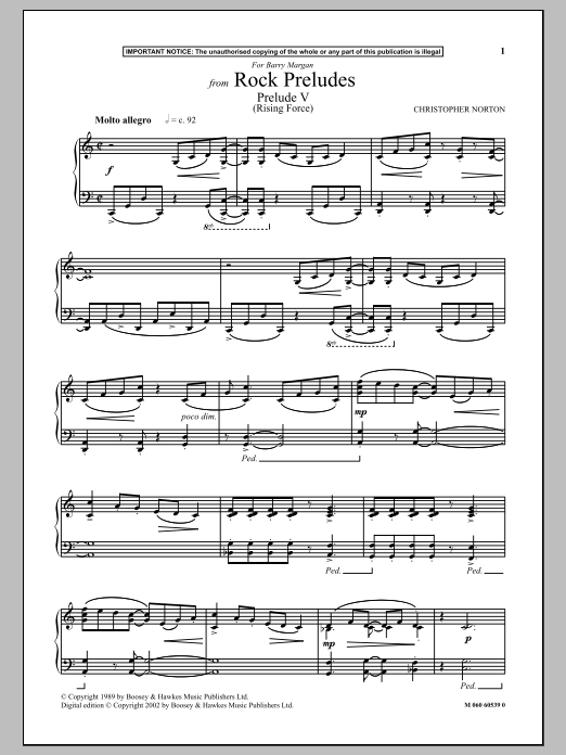 Download Christopher Norton Prelude V (Rising Force) (from Rock Preludes) Sheet Music and learn how to play Piano PDF digital score in minutes