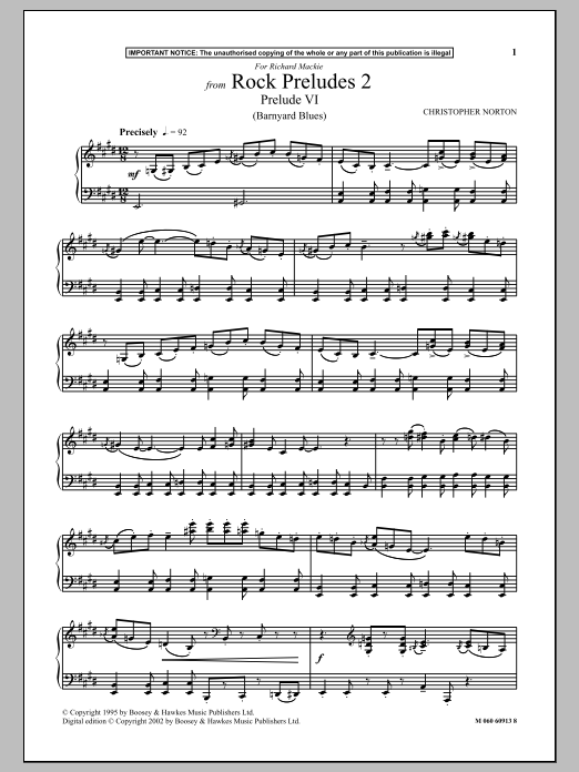 Download Christopher Norton Prelude VI (Barnyard Blues) (from Rock Preludes 2) Sheet Music and learn how to play Piano PDF digital score in minutes