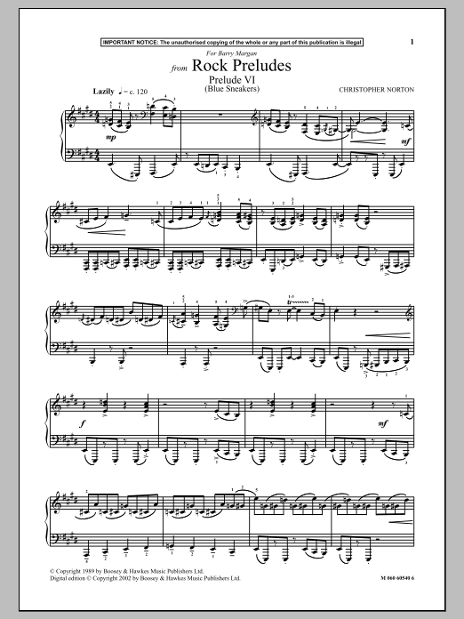 Download Christopher Norton Prelude VI (Blue Sneakers) (from Rock Preludes) Sheet Music and learn how to play Piano PDF digital score in minutes