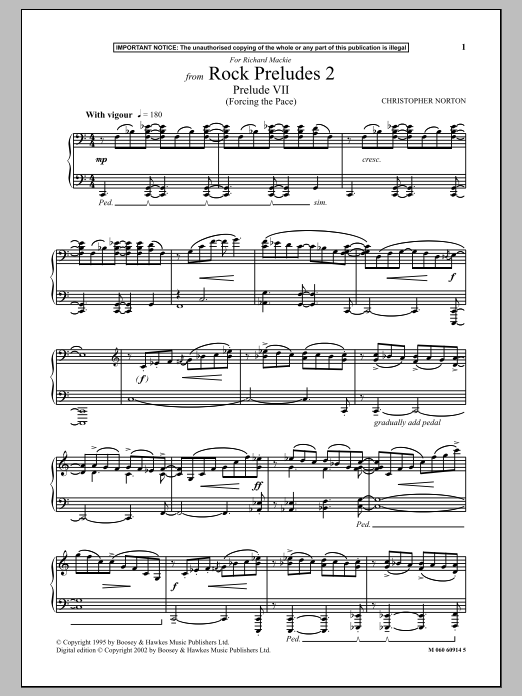 Download Christopher Norton Prelude VII (Forcing the Pace) (from Rock Preludes 2) Sheet Music and learn how to play Piano PDF digital score in minutes