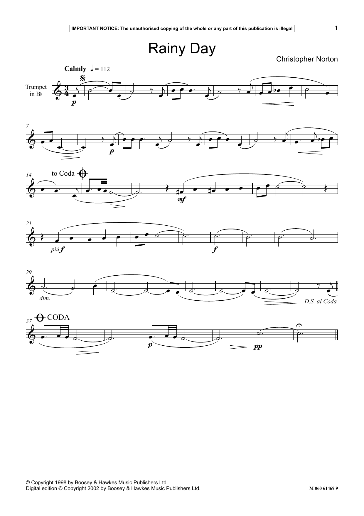 Download Christopher Norton Rainy Day Sheet Music and learn how to play Instrumental Solo PDF digital score in minutes