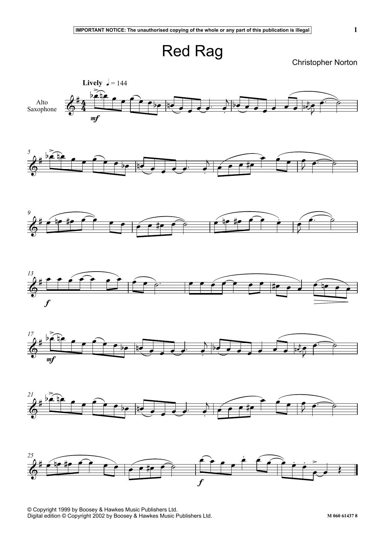 Download Christopher Norton Red Rag Sheet Music and learn how to play Instrumental Solo PDF digital score in minutes