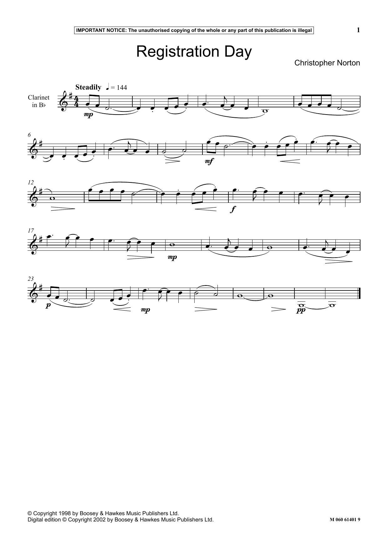 Download Christopher Norton Registration Day Sheet Music and learn how to play Instrumental Solo PDF digital score in minutes