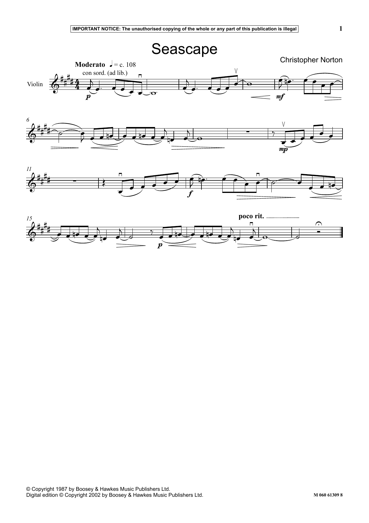 Download Christopher Norton Seascape Sheet Music and learn how to play Instrumental Solo PDF digital score in minutes