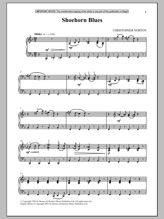 Download Christopher Norton Shoehorn Blues Sheet Music and learn how to play Piano PDF digital score in minutes