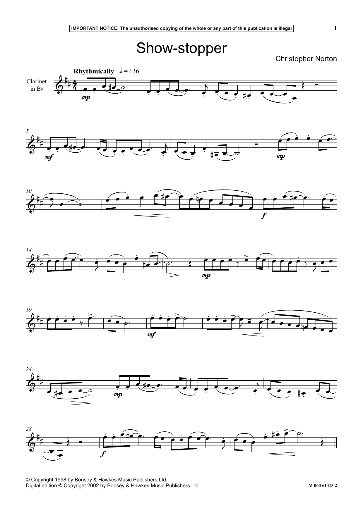 Download Christopher Norton Show-stopper Sheet Music and learn how to play Instrumental Solo PDF digital score in minutes