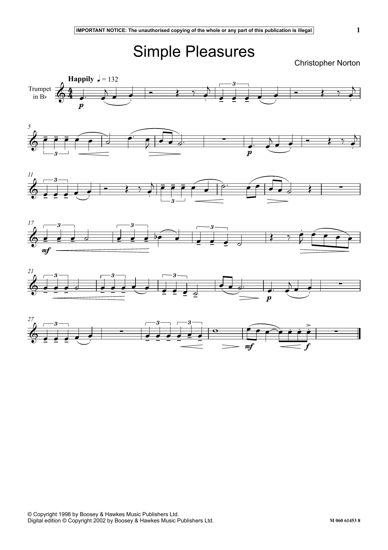 Download Christopher Norton Simple Pleasures Sheet Music and learn how to play Instrumental Solo PDF digital score in minutes