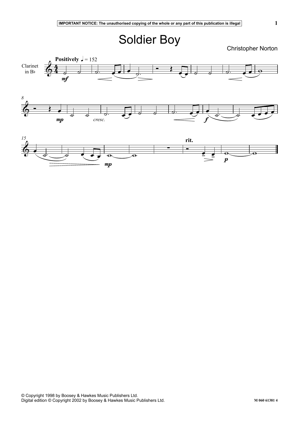 Download Christopher Norton Soldier Boy Sheet Music and learn how to play Instrumental Solo PDF digital score in minutes